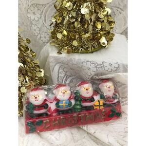 Santa Claus Christmas Candle Four Little Santa Figure Candles Vintage Decoration